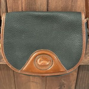 Vintage Dooney & Bourke All-weather leather flap saddle equestrian bag black